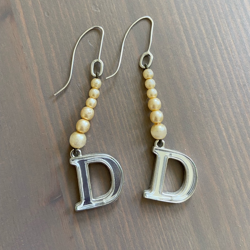 Vintage Dior pearl and glass drop earrings